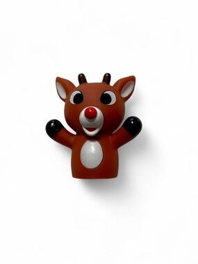 Rudolph the Red-Nosed Reindeer Vintage Finger Puppet Brown 2in